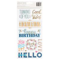 Pink Paislee - Joyful Notes Thickers Gold Foil Foam Phrase Stickers 82/Pkg