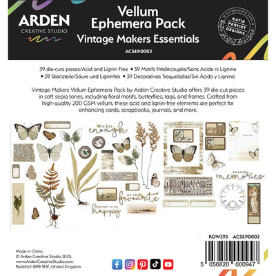 Arden Creative Studio - Vintage Makers Series Collection - Vellum Ephemera