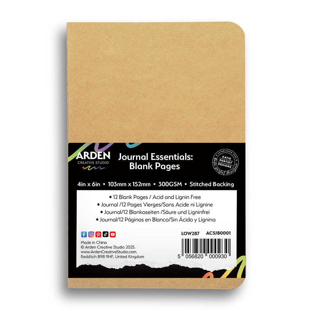 Arden Creative Studio - Journal Essentials Collection - 4 x 6 Blank Pages - Stitched Journal
