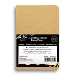 Arden Creative Studio - Journal Essentials Collection - 4 x 6 Blank Pages - Stitched Journal