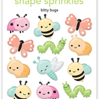 Doodlebug - Butterfly Kisses Sprinkles Adhesive Glossy Enamel Shapes - Bitty Bugs 18/Pkg