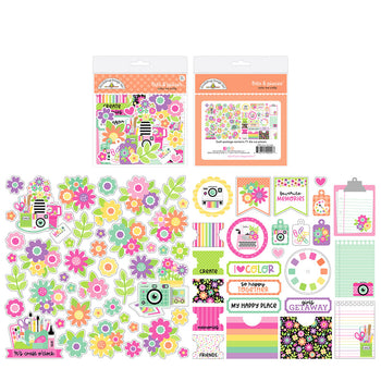 Doodlebug - Color Me Crafty Die Cut Cardstock Pieces - Bits & Pieces 71/Pkg