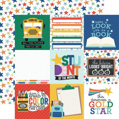 Echo Park - Off to School Paper - 4X4 Journaling Cards