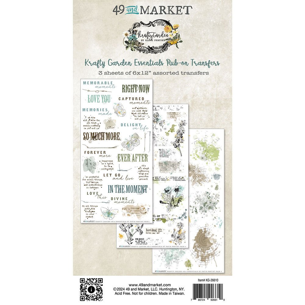 49 and Market - Krafty Garden Rub-On Transfers - Essentials