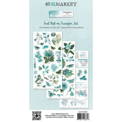 49 and Market - Color Swatch: Teal Rub-On Transfer Set