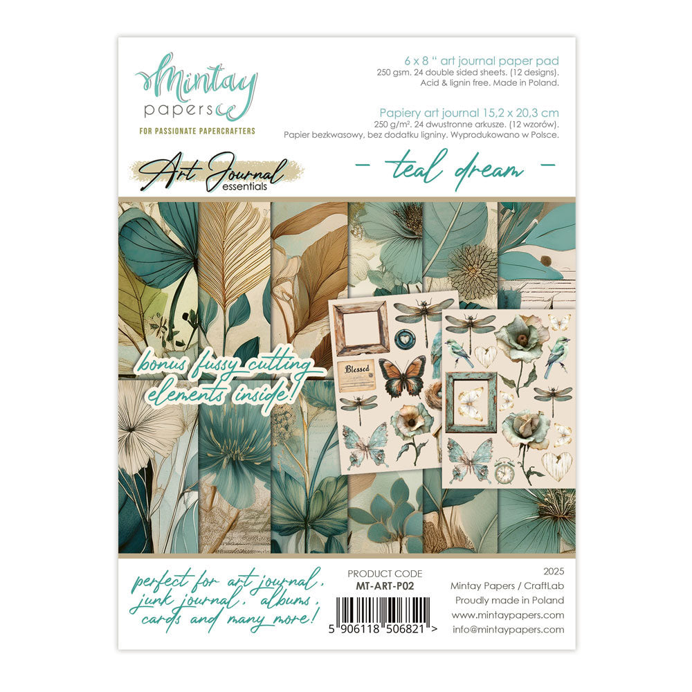 Mintay - Art Journal Essentials - 6x8 Art Journal Paper Pad - Teal Dream