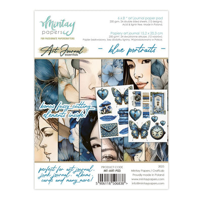Mintay - Art Journal Essentials - 6x8 Art Journal Paper Pad - Blue Portraits