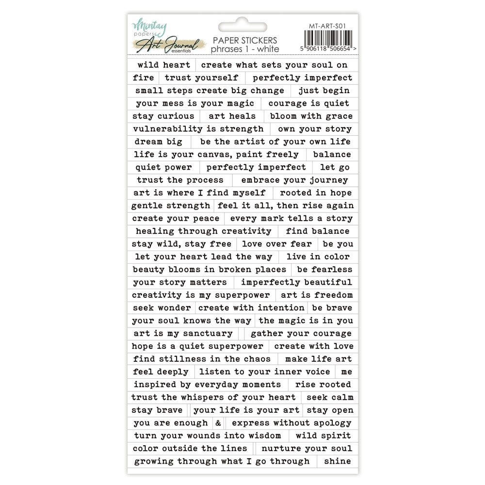 Mintay - Art Journal Essentials - Phrase Stickers 1 - White