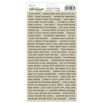 Mintay - Art Journal Essentials - Phrase Stickers 1 - Beige