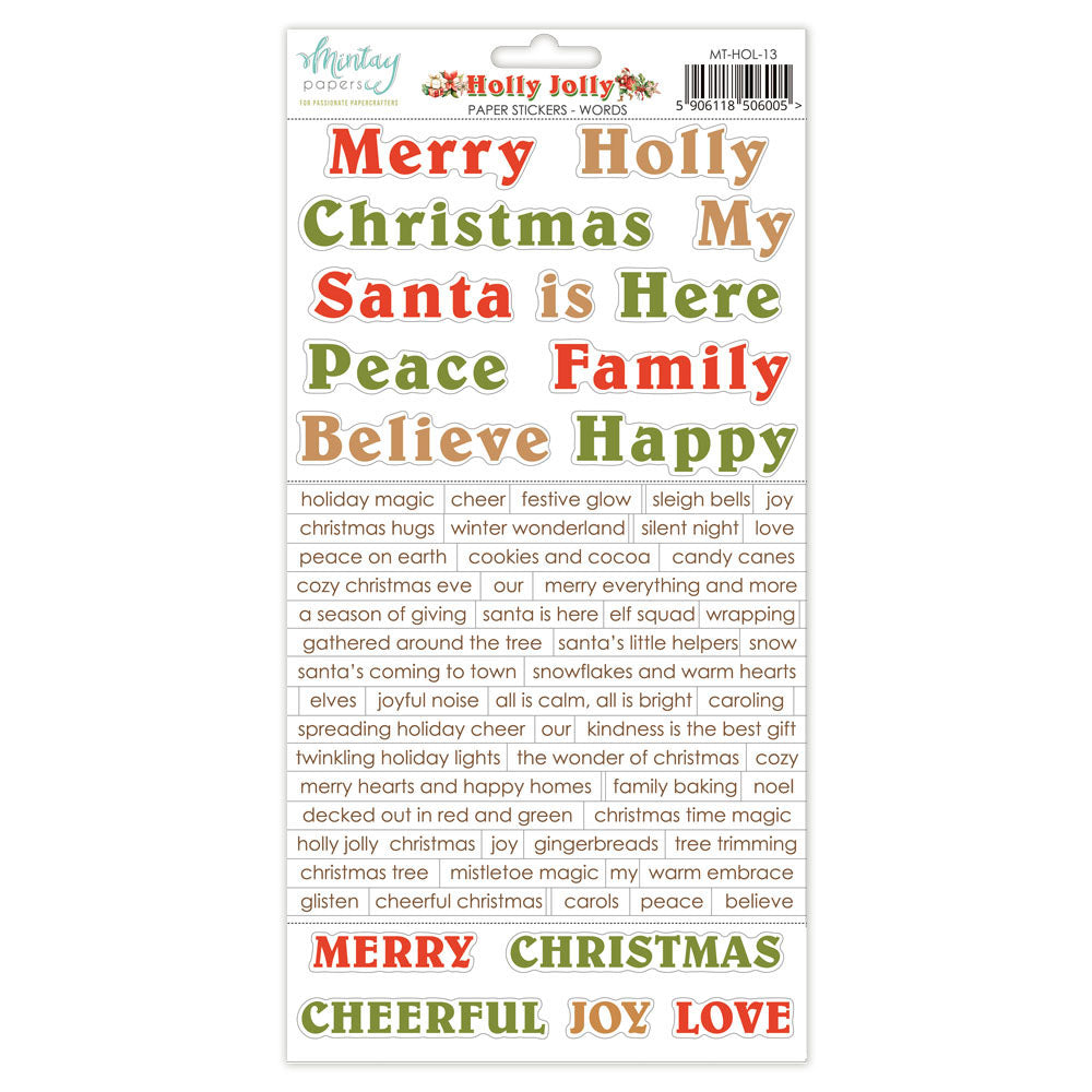 Mintay - Holly Jolly Paper Stickers - Words