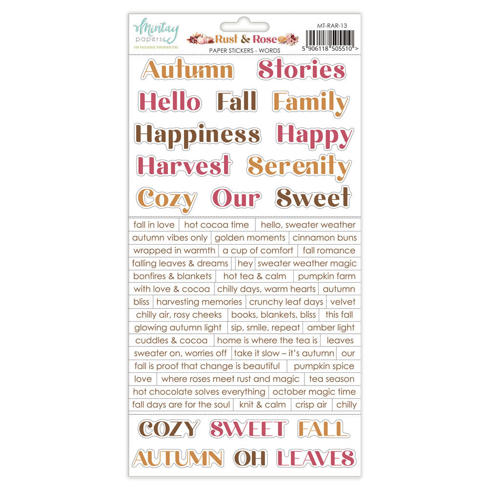 Mintay - Rust & Rose Paper Stickers - Words