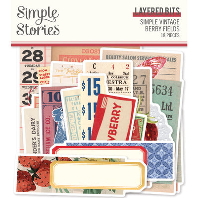 Simple Stories - Simple Vintage Berry Fields Layered Bits & Pieces Die-Cuts 18/Pkg