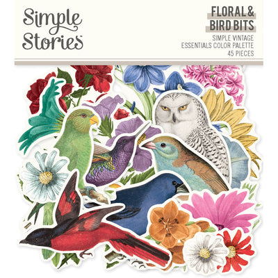 Simple Stories - Simple Vintage Essentials Color Palette Floral & Bird Bits 45/Pkg