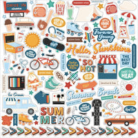Echo Park - Summer Break 12x12 Cardstock Element Sticker Sheet