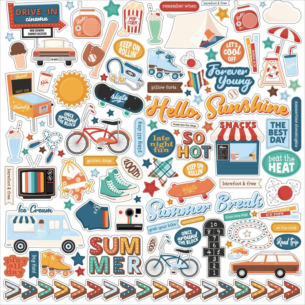 Echo Park - Summer Break 12x12 Cardstock Element Sticker Sheet