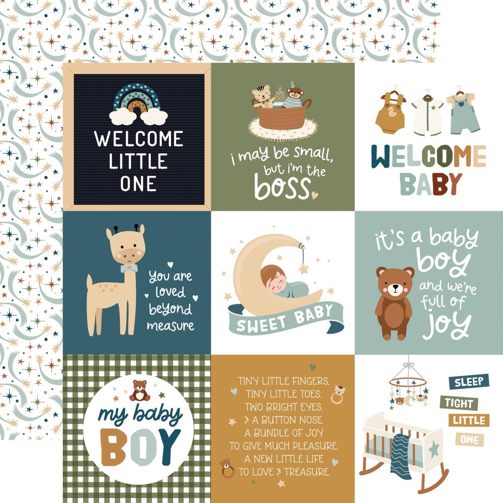 Echo Park - Special Delivery Baby Boy Paper - 4X4 Journaling Cards