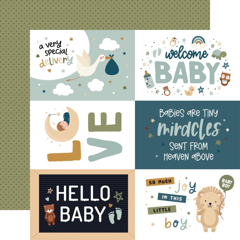 Echo Park - Special Delivery Baby Boy Paper - 6X4 Journaling Cards