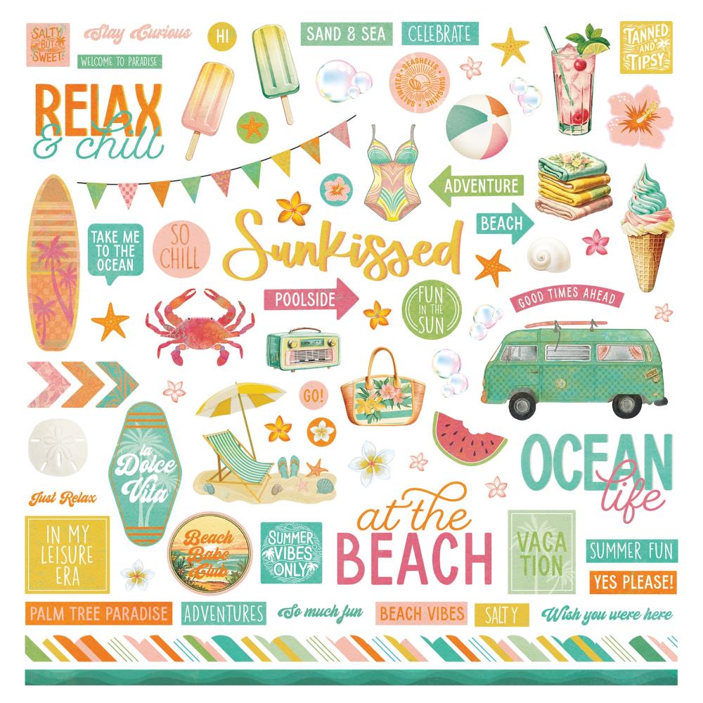 Photo Play - Salt & Sea Element Sticker Sheet - 12x12