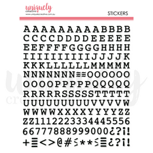 Uniquely Creative - Puffy Black Alpha Stickers - Uppercase