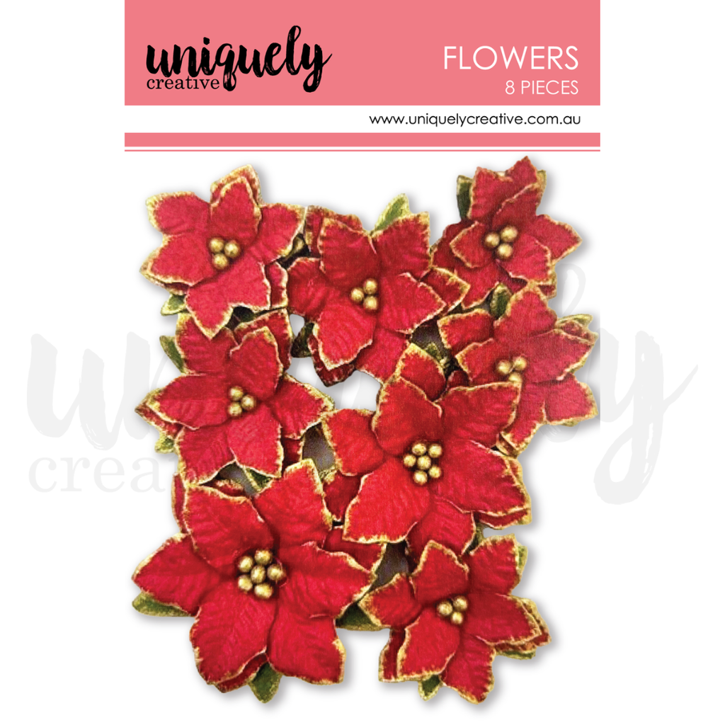Uniquely Creative - Christmas Poinsettia Flowers 8/Pkg