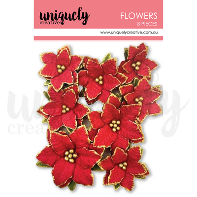 Uniquely Creative - Christmas Poinsettia Flowers 8/Pkg