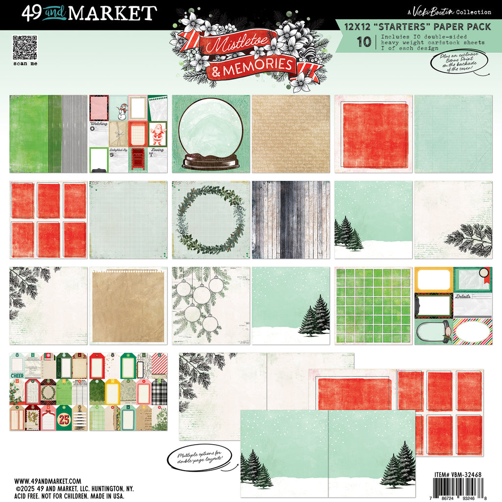 49 and Market - Mistletoe & Memories 12x12 Starters Paper Pack