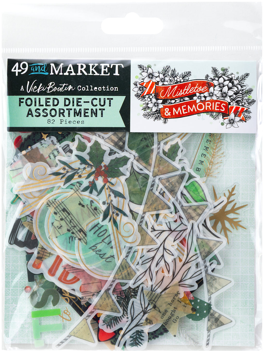 49 and Market - Mistletoe & Memories Foiled Die Cuts 82/Pkg