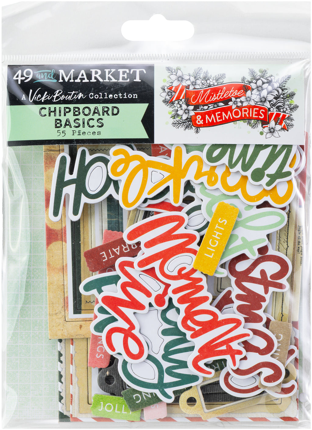 49 and Market - Mistletoe & Memories Chipboard Basics 55/Pkg