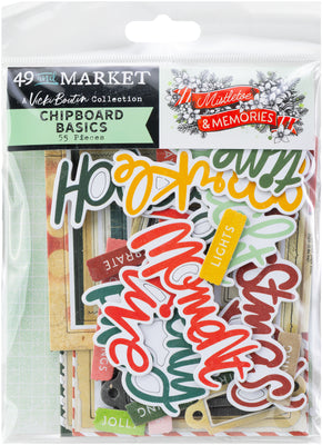 49 and Market - Mistletoe & Memories Chipboard Basics 55/Pkg