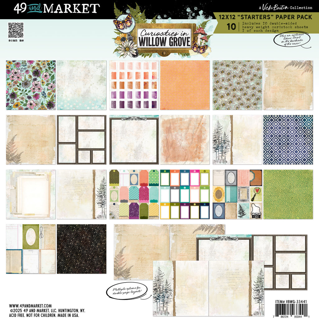 49 And Market - Curiosities In Willow Grove Starters 12x12 Paper Pack