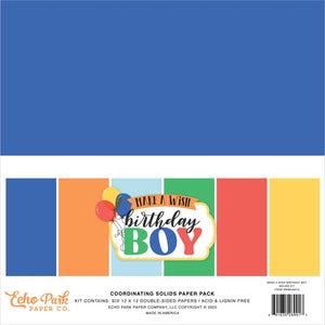 Echo Park - Make a Wish Birthday Boy Solids Paper Pack