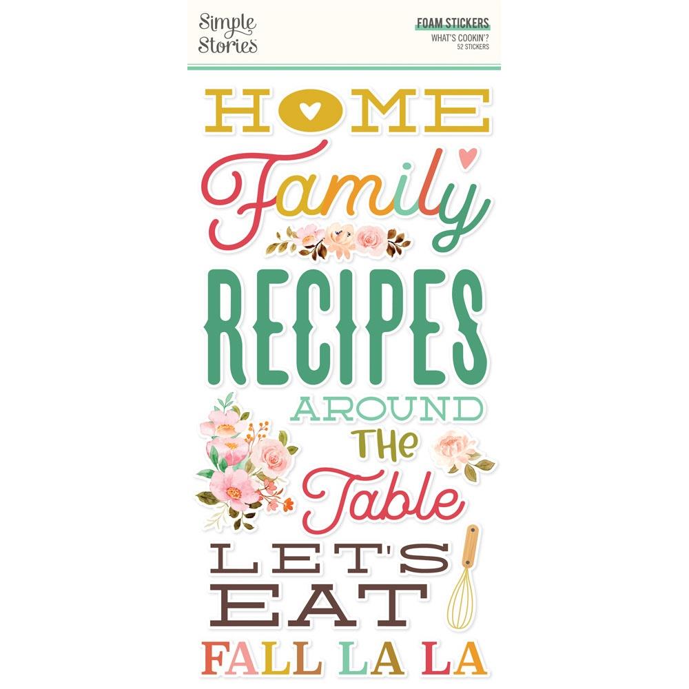 Simple Stories - What's Cookin'? Collection - Foam Stickers 52/Pkg