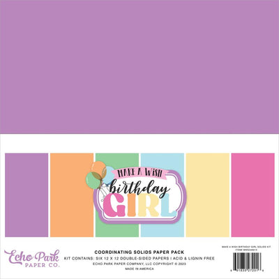 Echo Park - Make a Wish Birthday Girl Solids Paper Pack
