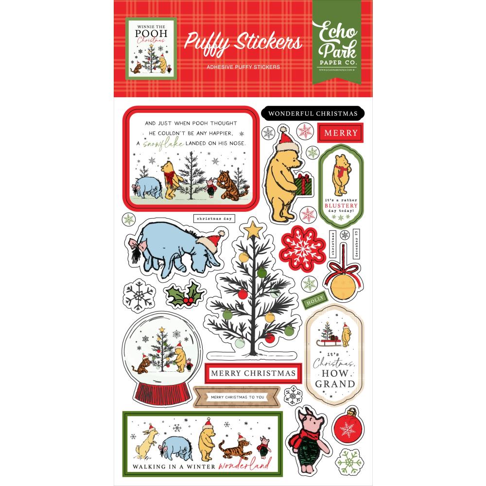 Echo Park - Winnie the Pooh Christmas Puffy Stickers