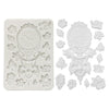 Stamperia - Silicone Mold A5 - Gardens of Time Clock & Flowers