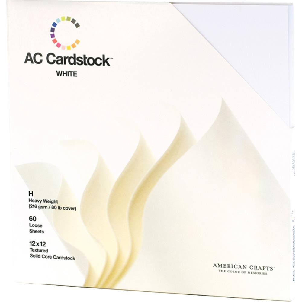 American Crafts Textured Cardstock Pack 12"X12" 60/Pkg - White