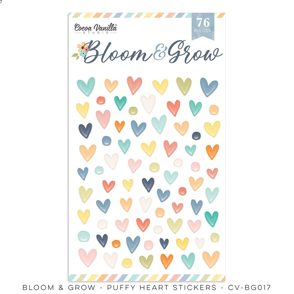 Cocoa Vanilla - Bloom and Grow Puffy Heart Stickers