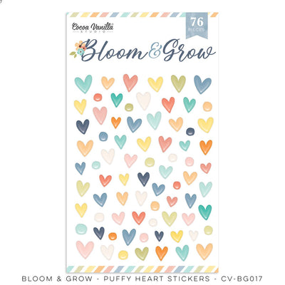 Cocoa Vanilla - Bloom and Grow Puffy Heart Stickers