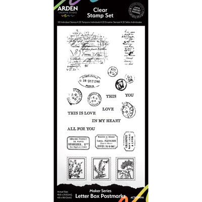 Arden Creative Studio - Maker Series Letter Box Postmarks 4in x 8in Clear Stamp Set 20/Pkg