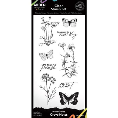 Arden Creative Studio - Maker Series Grove Notes 4in x 8in Clear Stamp Set 9/Pkg