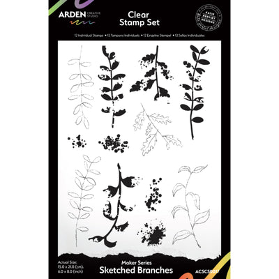 Arden Creative Studio - Maker Series Sketched Branches 6in x 8in Clear Stamp Set 12/Pkg
