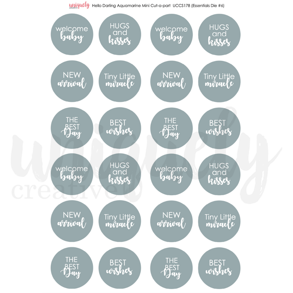 Uniquely Creative - Hello Darling Aquamarine Mini Cut-a-Part Sheet