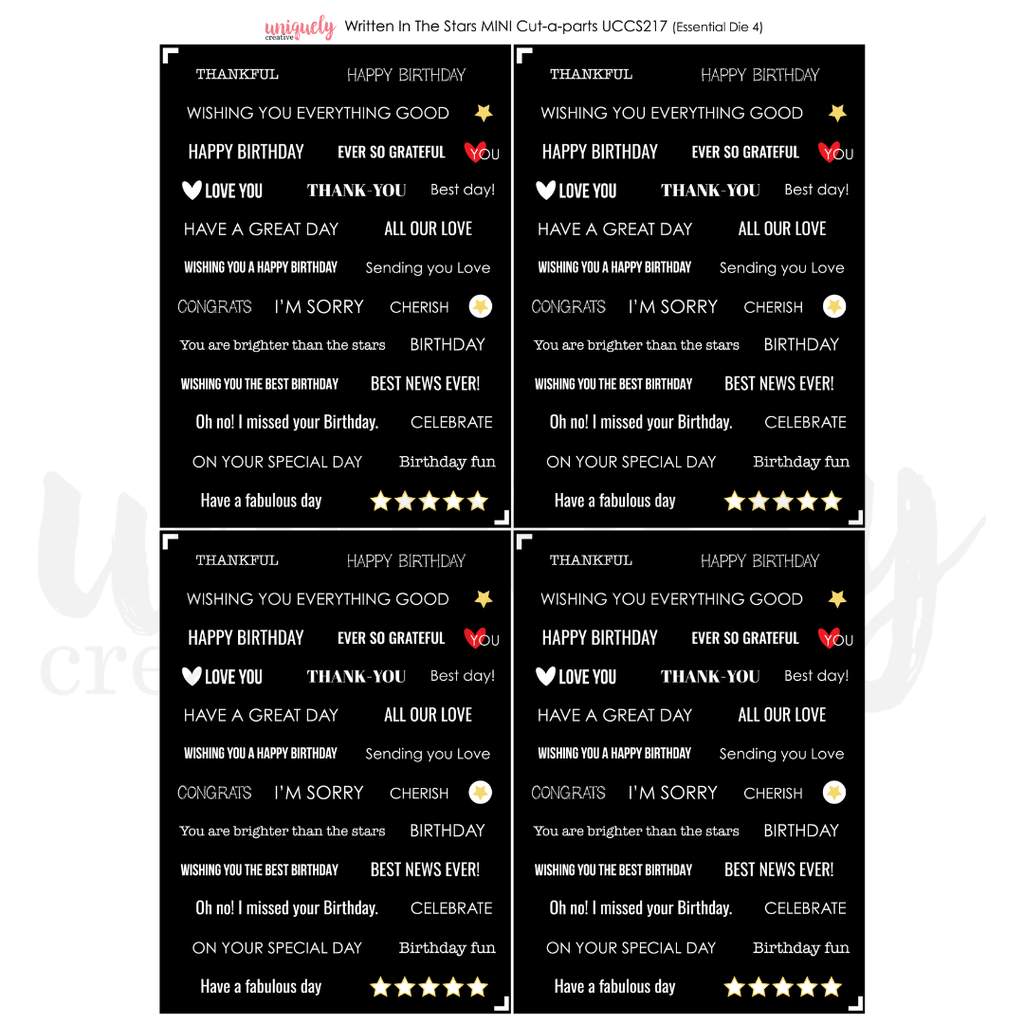 Uniquely Creative - Written in the Stars Mini Cut-a-Part Sheet