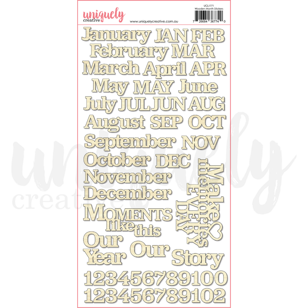 Uniquely Creative - Wooden Month Stickers