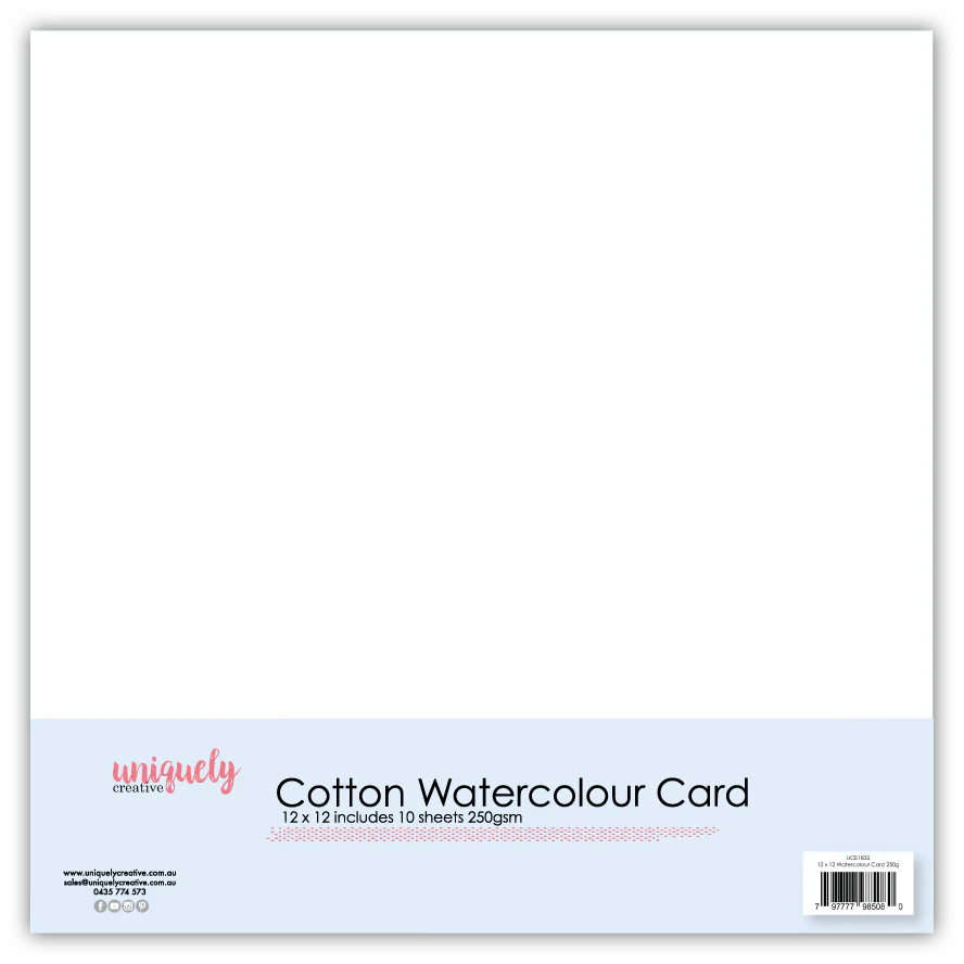 Uniquely Creative - 12x12 COTTON WATERCOLOUR CARD 250GSM