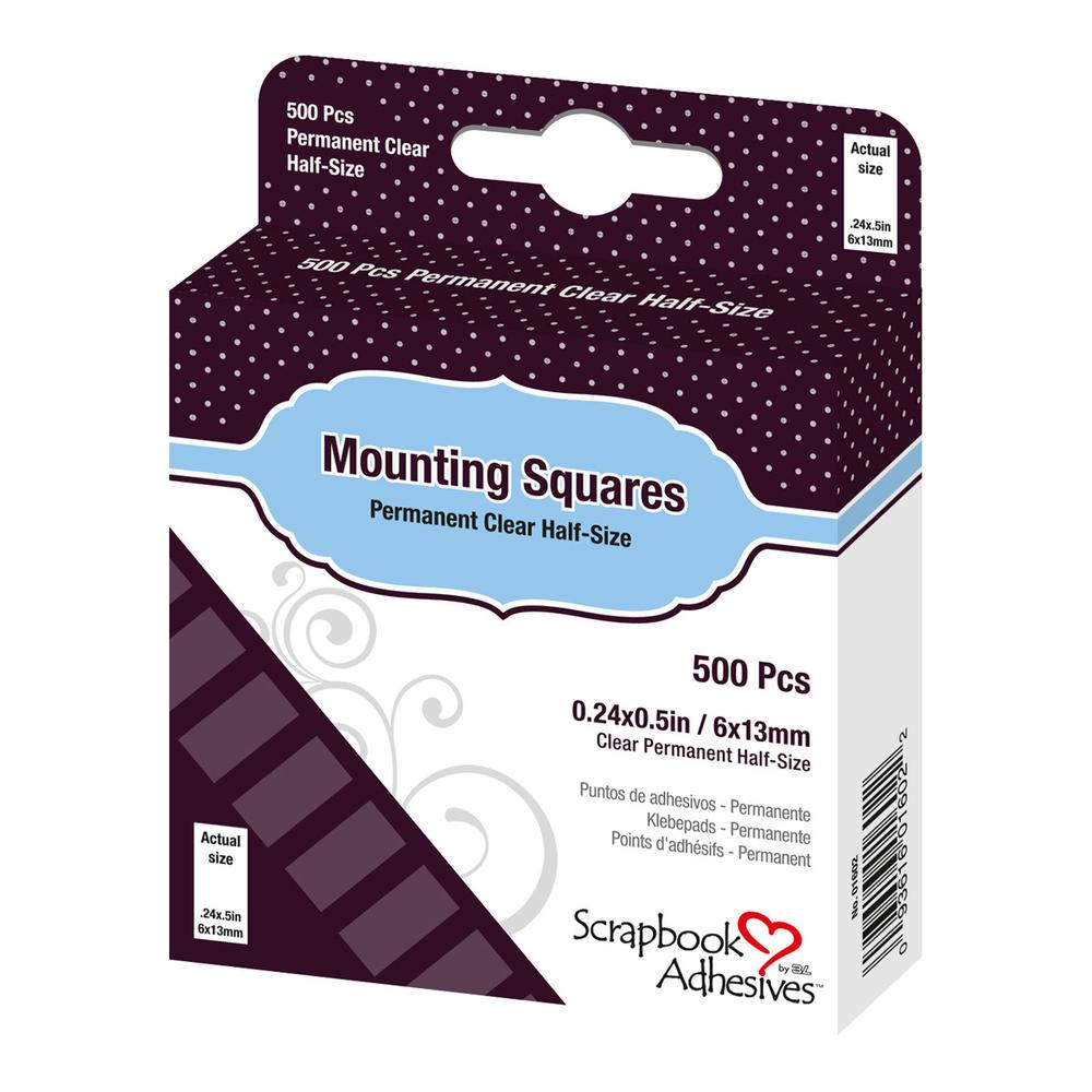 Scrapbook Adhesives Mounting Squares 500/Pkg - Permanent Clear Half-Size