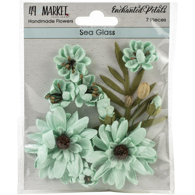 49 & Market - Enchanted Petals Paper Flowers 7/Pkg - Sea Glass
