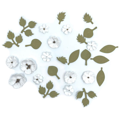 49 & Market - Rustic Blooms Paper Flowers 28/Pkg - White Heron
