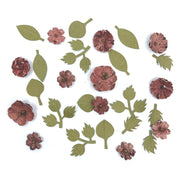 49 & Market - Rustic Blooms Paper Flowers 28/Pkg - Cranberry