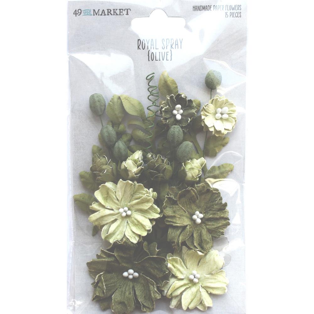 49 And Market Royal Spray Paper Flowers 15/Pkg - Olive